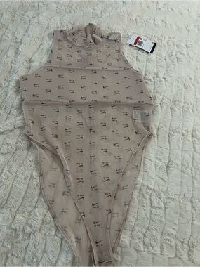 Nike Beige/Tan Logo-Print Bodysuit with Tag